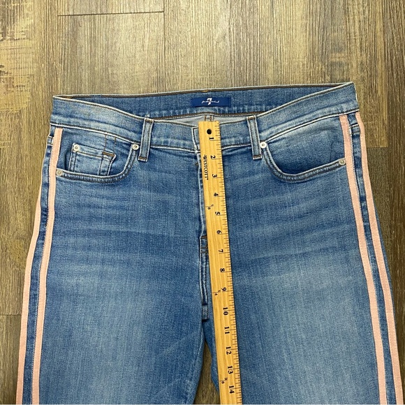 7 For All Mankind Roxanne Blue Skinny Jeans with Pink Side Strips Ladies 32‎ - Picture 13 of 16